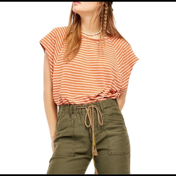 Free People Halo Stripe Knit Tee Copper Size Small - Picture 5 of 15